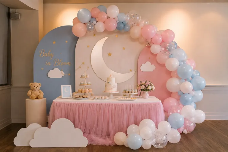 Baby shower de luna y nubes