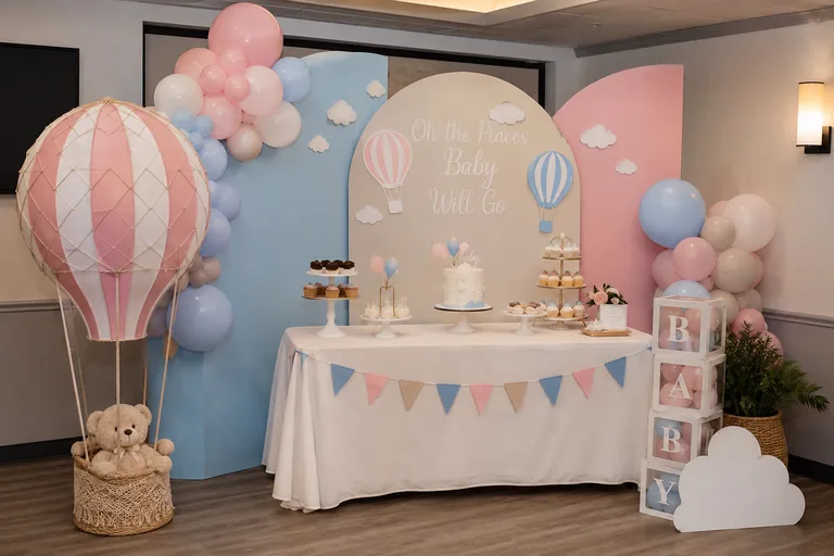 Baby shower de globo aerostático